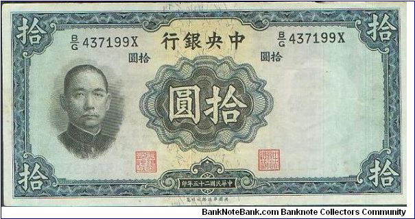 Banknote from China year 1936