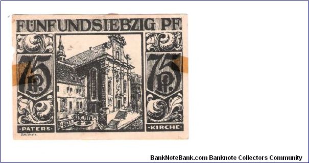 German Notgeld
75 Pfenning

unc but with old tape on it Banknote