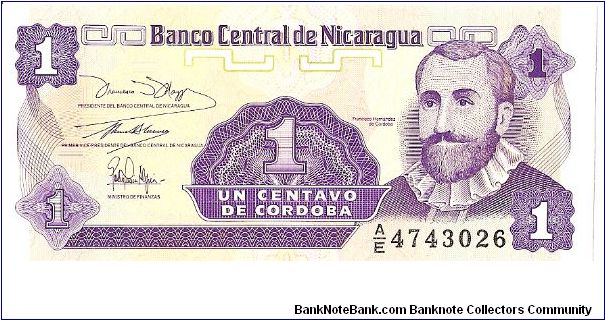 1 Centavo

(F. Hernandez de Cordoba on Obverse; Flower on Reverse) Banknote