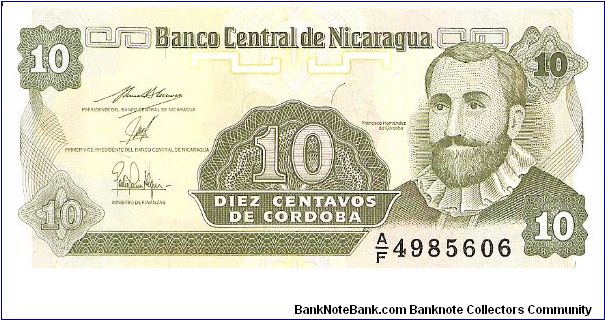 10 Centavos

(F. Hernandez de Cordoba on Obverse; Flower on Reverse) Banknote