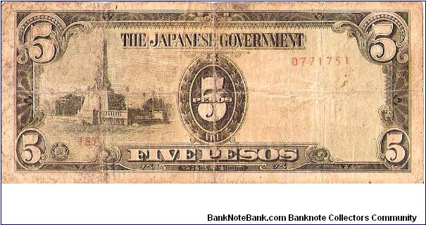 5 Pesos

Japanese Invasion Currency

(Rizal Monument on Obverse) Banknote