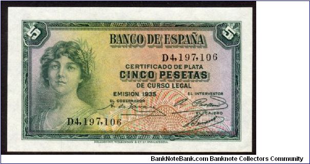 P-85 5 pesetas Banknote