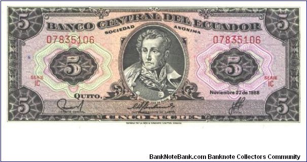 Black on multicolour underprint. Portrait A. J. se Surce at center. Arms on back 26mm wide. Back red-violet. Printer: TDLR Banknote