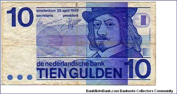 10 Gulden - pk# 91 b - 26.04.1968
 Banknote