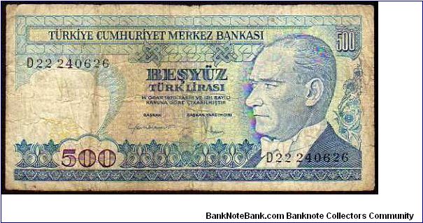 500 Turk Lirasi - pk# 195 -L.14 Gennaio 1970 - 21.05.1984  Banknote