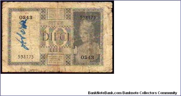 Banknote from Italy year 1938