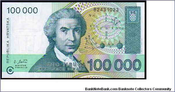 100'000 Dinara
Pk 27 Banknote