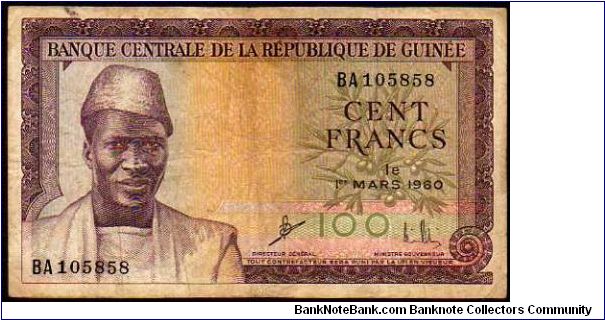 100 Francs
Pk 13
----------------
01-03-1960
---------------- Banknote