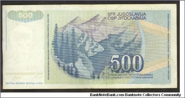 Banknote from Yugoslavia year 1990