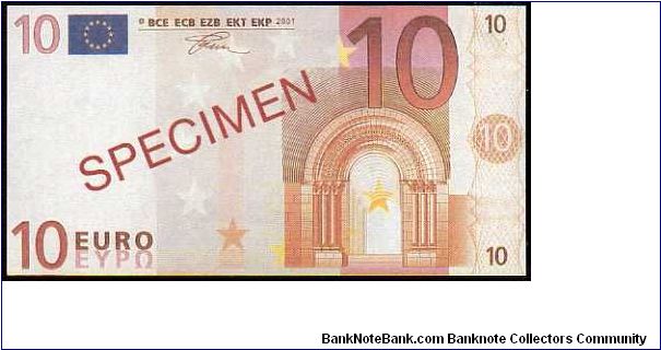 EUROPEAN UNION - 10 Euro - Pk NL - Specimen
 Banknote