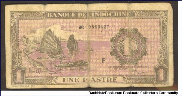 French Indochina 1 Piastre 1942 P60 Banknote
