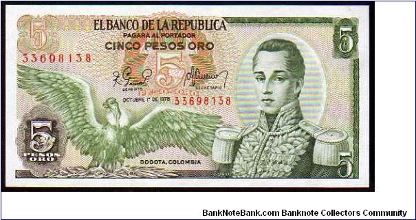 5 Pesos Oro__
pk# 406
__
01-10-1978 Banknote
