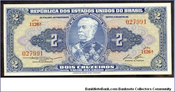 Brazil 2 Cruzeiros 1954 P151. Banknote