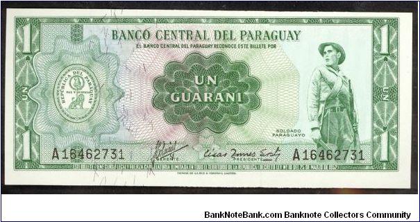 Paraguay 1 Guarani 1952 P193a. Banknote