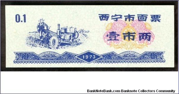 China 0.1 Unit Food Coupon 1973. Banknote