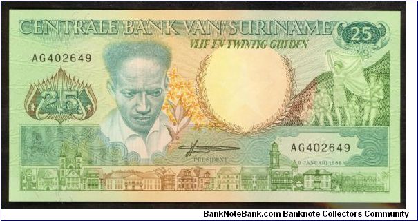 Suriname 25 Gulden 1988 P132 Banknote