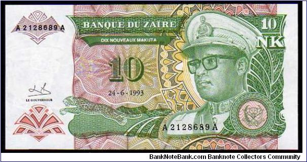 *ZAIRE*
__

10 Nouveaux Makuta__
pk# 49__24.06.1993
 Banknote