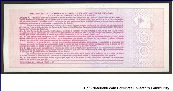 Banknote from Argentina year 1989