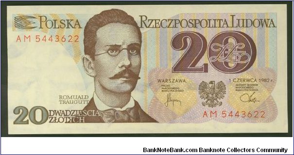 Poland 20 Zlotych 1982 P49. Banknote