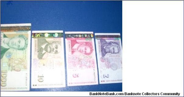 BANKNOTES : 1000 LEVA YEAR 1996, 10 LEVA YEAR 1999, 5 LEVA YEAR 1999 AND 2 LEVA YEAR 2005 FROM BULGARIA. Banknote