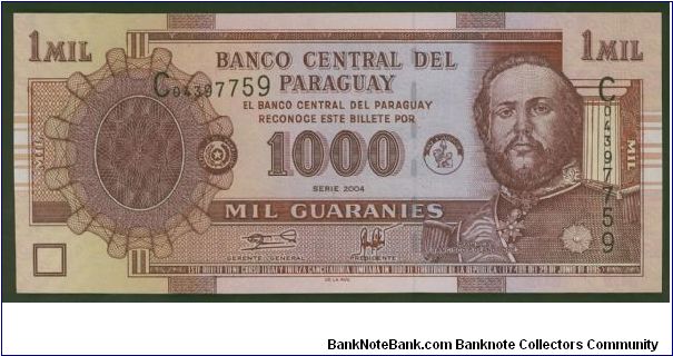 Paraguay 1000 Guaranies 2004 P222. Banknote