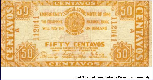 S-304 Iloilo 50 Centavos note. I will sell or trade this note for Philippine or Japan occupation notes that I need. Banknote