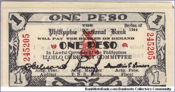 S-339 Iloilo 1 Peso note. I will sell or trade this note for Philippine or Japan occupation notes I need. Banknote