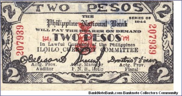 S-340 Iloilo 2 Pesos note. I will sell or trade this note for Philippine or Japan occupation notes that I need. Banknote