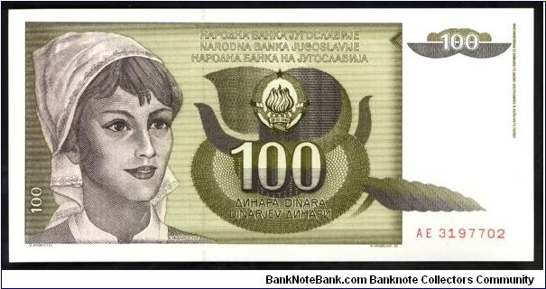 Yugoslavia 100 Dinara 1991 P108. Banknote