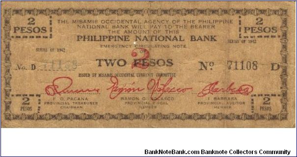 S-577a Misamis 2 Pesos note. I will sell or trade this note for Philippine or Japan occupation notes I need. Banknote