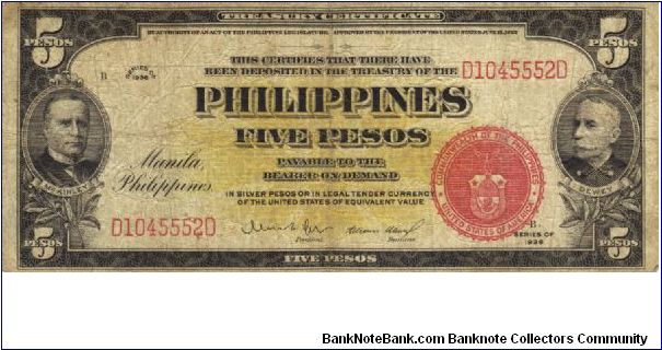 PI-83a Philippines 5 Pesos note. I will sell or trade this note for Philippine or Japan occupation notes I need. Banknote