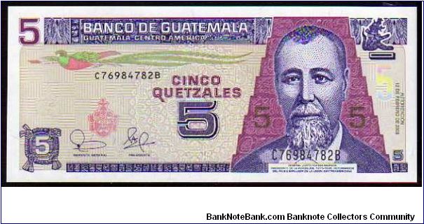 5 Quetzales
Pk 106 Banknote