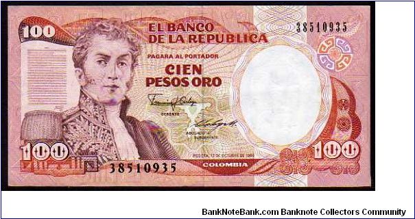100 Pesos Oro__
pk# 426__12.10.1986 Banknote