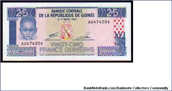 25 Francs
Pk 28a Banknote