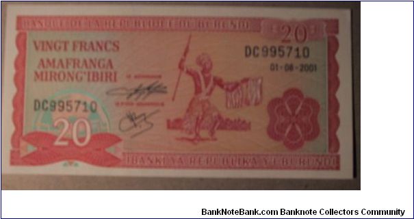 Burundi 20 Franc note in UNC condition Banknote