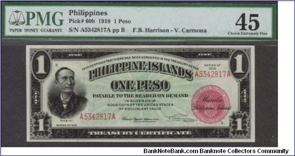p60b 1918 1 Peso Treasury Certificate Banknote