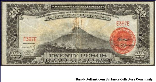 p93 1941 20 Peso Treasury Certificate (RARE 3 Digit Serial) Banknote
