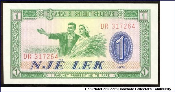 Albania 1 Leke 1976 P40a. Banknote