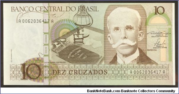 Brazil 10 Cruzados 1987 P209b. Banknote