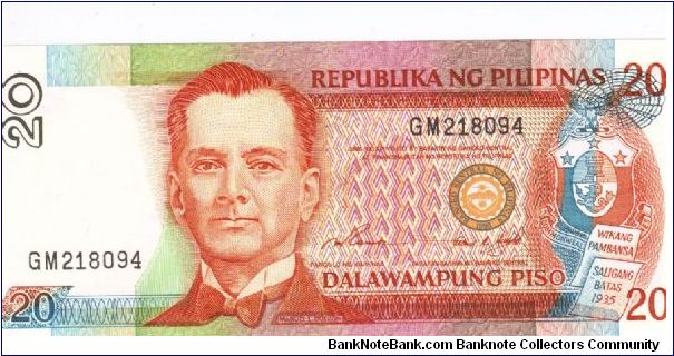 PI-182b Philippine 20 Pesos note. Banknote