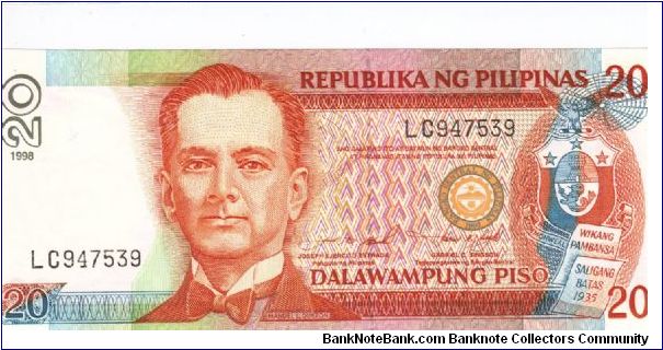 PI-182c Philippine 20 Pesos note. Banknote