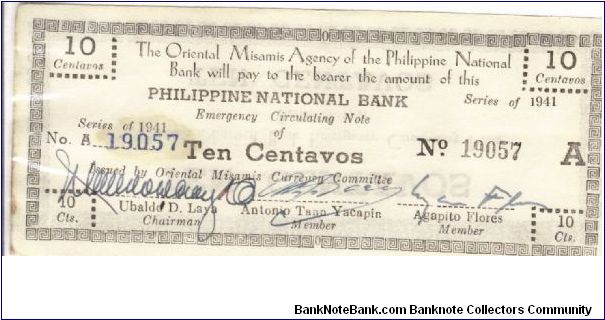 S581 RARE Misamis Oriental 10 centavos note, this note is rare in any condition. Banknote