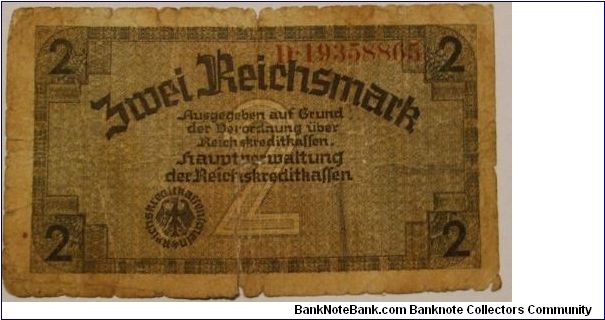 2 mark nazi ocupation in europe 8 digits Banknote