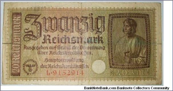 20 mark nazi ocupation in europe Banknote