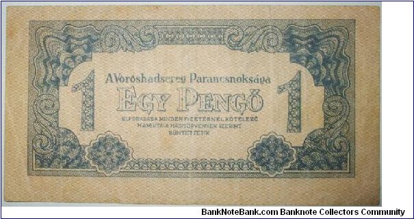 1 pengo soviet ocupation. orizontal guillot drawing Banknote