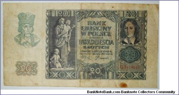 20 zloti nazi occupation in poland Banknote