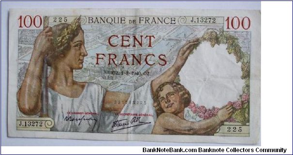 100 francs Sully Banknote