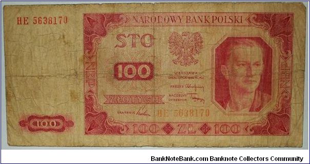 100 zlots( printed date 1948 Banknote