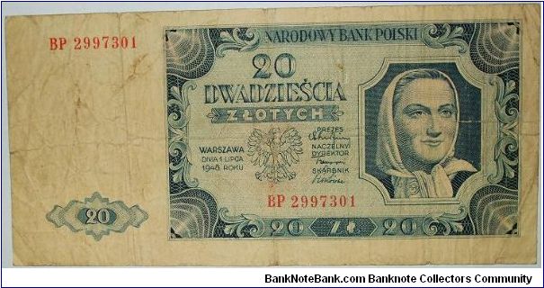 20 zlots prinded year 1948 Banknote