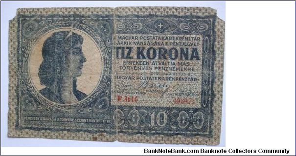 10 korona 1919 scarce Banknote